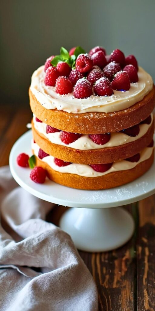 Decadent Creamy Raspberry Layer Cake Recipe