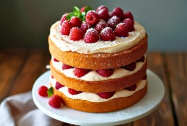 Decadent Creamy Raspberry Layer Cake Recipe