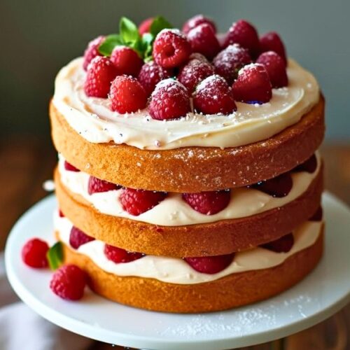 Decadent Creamy Raspberry Layer Cake Recipe