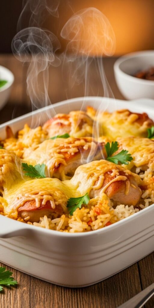 Dump & Bake Creamy Rice & Chicken Recipe
