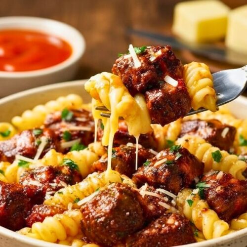 Buffalo Garlic Butter Steak Bites Pasta Recipe
