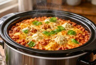 Cheesy Crockpot Ravioli Lasagna Recipe