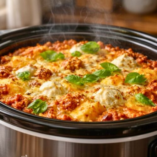 Cheesy Crockpot Ravioli Lasagna Recipe