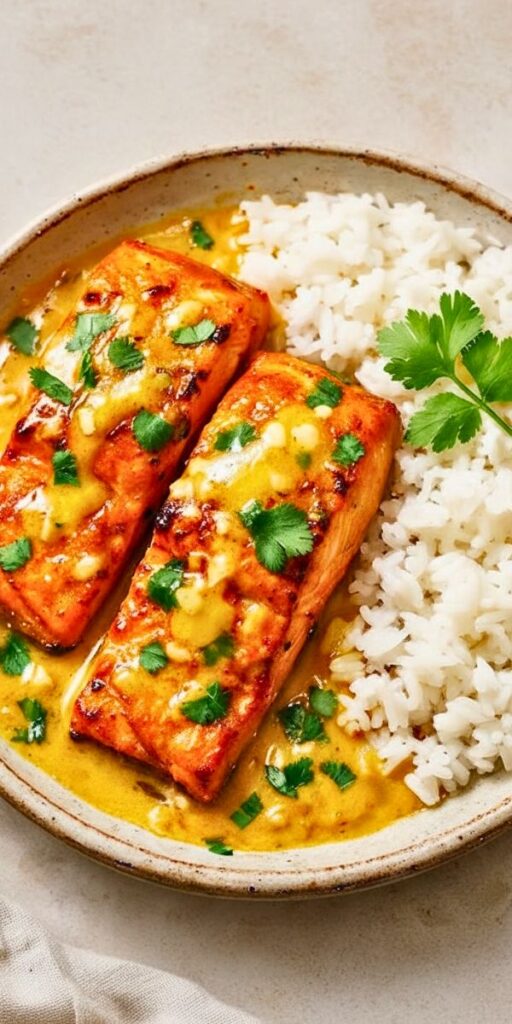 Coconut Curry Salmon with Garlic Butter Recipe