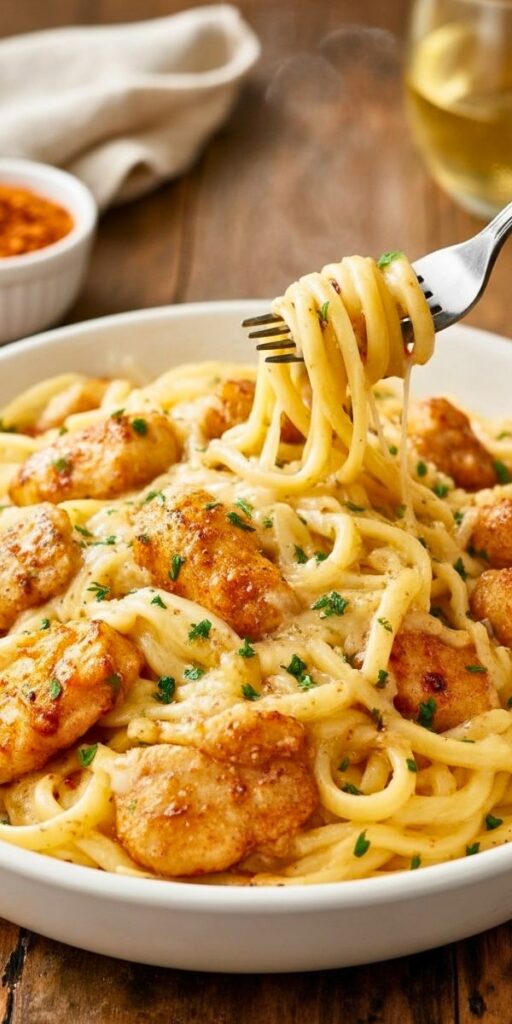 Creamy Cajun Chicken Linguine Garlic Mozzarella Sauce Ready