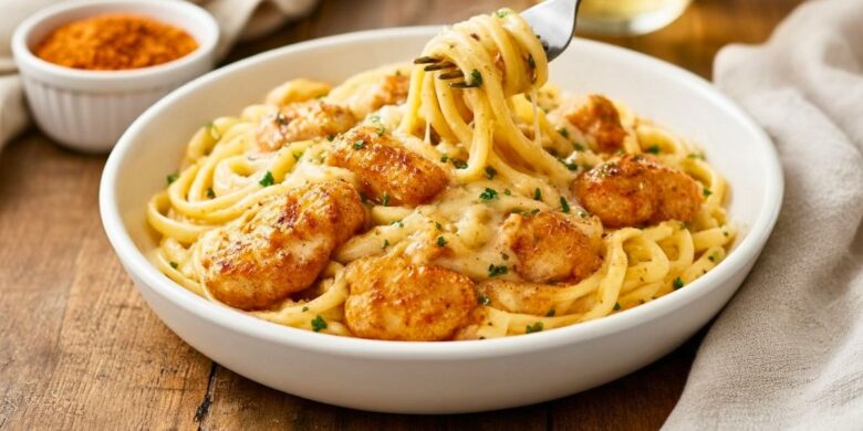 Creamy Cajun Chicken Linguine Garlic Mozzarella Sauce Ready