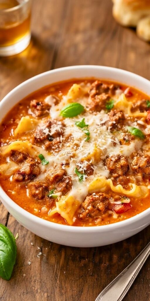 Creamy Lasagna Soup With Sausage And Ground Beef Recipe