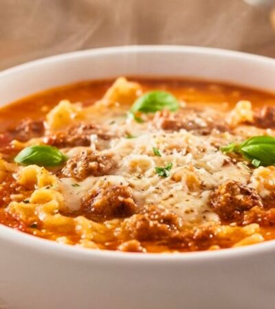 Creamy Lasagna Soup With Sausage And Ground Beef Recipe