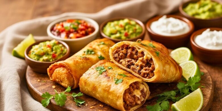 Crispy Cheesy Beef Chimichangas Recipe