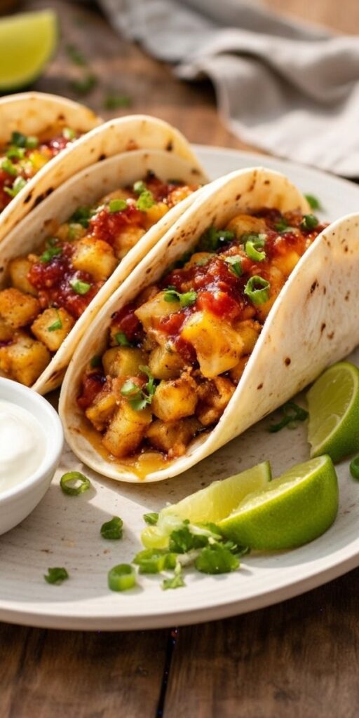 Crispy Cheesy Breakfast Tacos Potatos Recipe