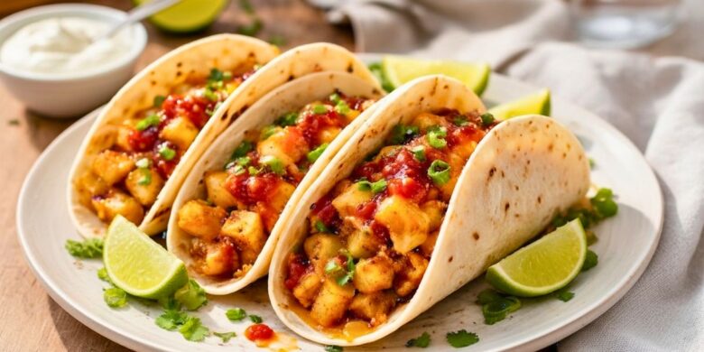 Crispy Cheesy Breakfast Tacos Potatos Recipe