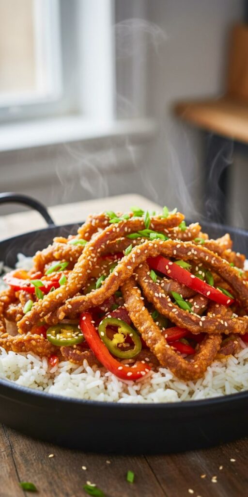 Crispy Chilli Beef Rice Recipe