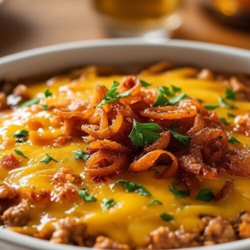 French Onion Ground Beef Rice Casserole Recipe