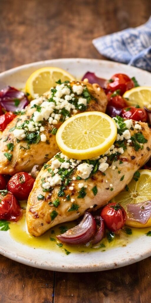 Greek Chicken with Lemon and Feta Recipe