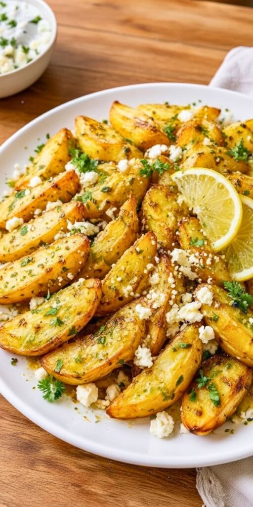 Greek Lemon Feta Roasted Potatoes Recipe