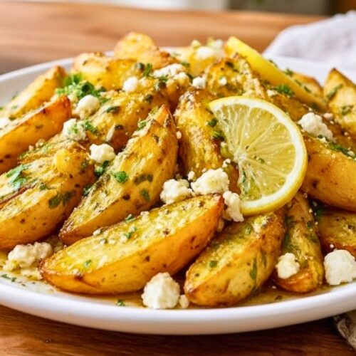 Greek Lemon Feta Roasted Potatoes Recipe