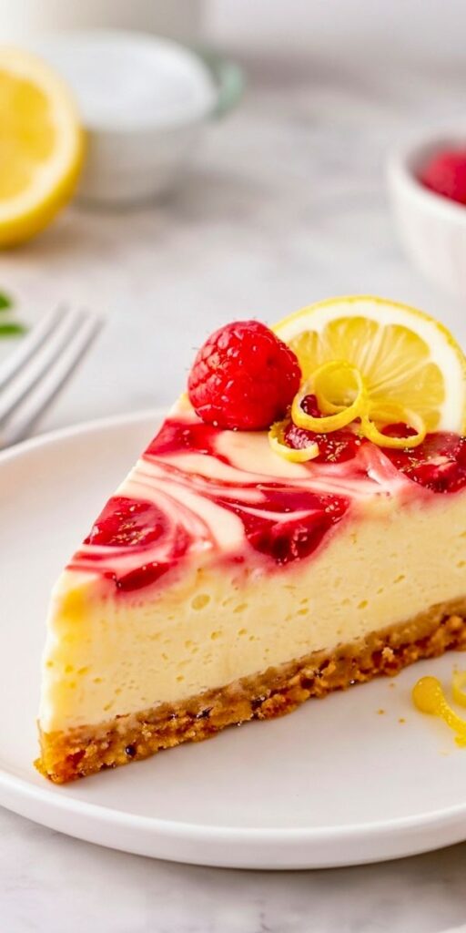 Luscious Lemon Raspberry Swirl Cheesecake Recipe