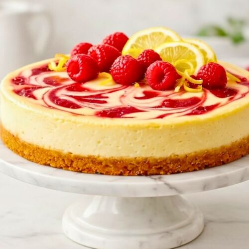 Luscious Lemon Raspberry Swirl Cheesecake Recipe