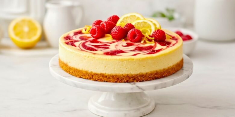 Luscious Lemon Raspberry Swirl Cheesecake Recipe