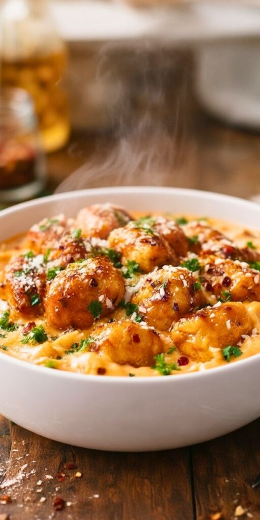 Maple Garlic Chicken Bites with Spicy Cajun Alfredo Recipe