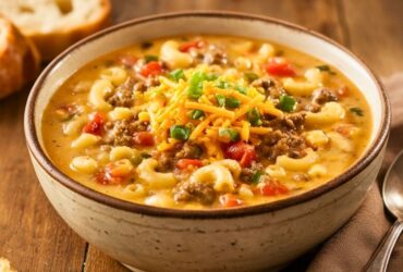 One-Pot Macaroni Cheeseburger Soup Recipe