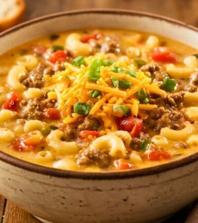 One-Pot Macaroni Cheeseburger Soup Recipe