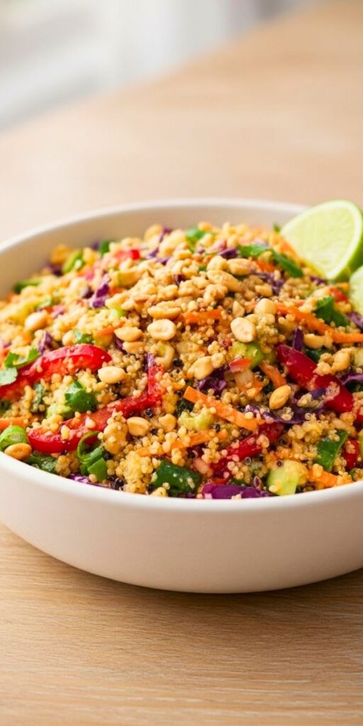 The Best Thai Quinoa Salad with Creamy Peanut Dressing Recipe