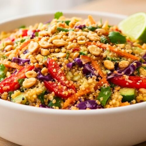 The Best Thai Quinoa Salad with Creamy Peanut Dressing Recipe