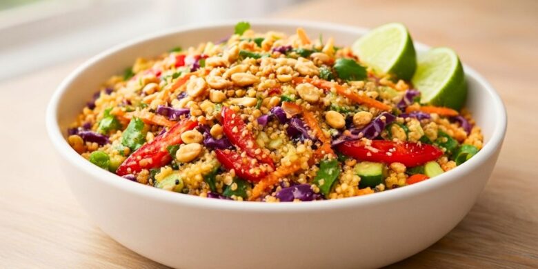 The Best Thai Quinoa Salad with Creamy Peanut Dressing Recipe