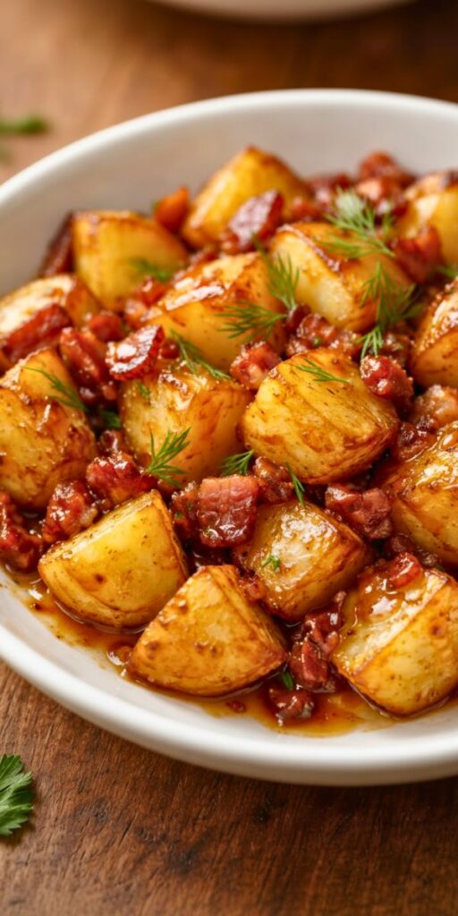 Crispy Roasted Potatoes With Honey And Bacon Recipe