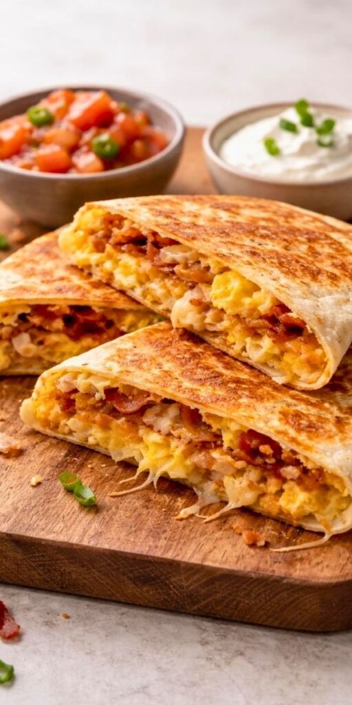 Bobby Flay Bacon and Hash Brown Quesadilla with Eggs Recipe