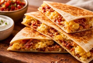 Bobby Flay Bacon and Hash Brown Quesadilla with Eggs Recipe
