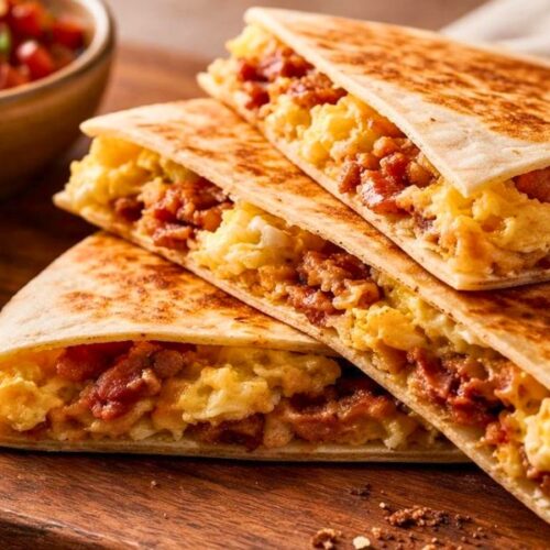 Bobby Flay Bacon and Hash Brown Quesadilla with Eggs Recipe