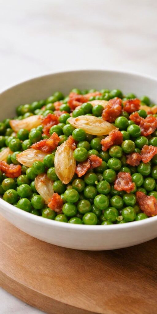 Bobby Flay Peas with Shallots and Pancetta Recipe