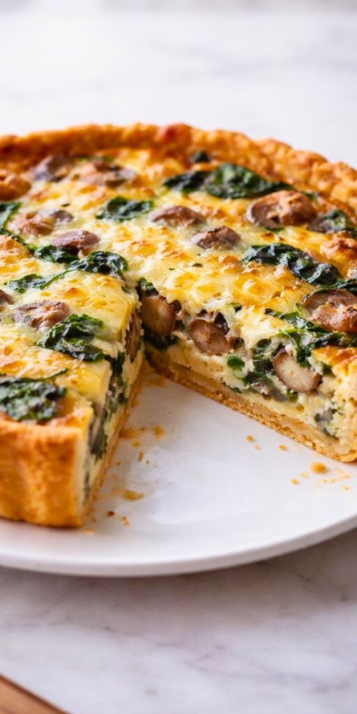 Joanna Gaines Mushroom Spinach Swiss Cheese Quiche Recipe