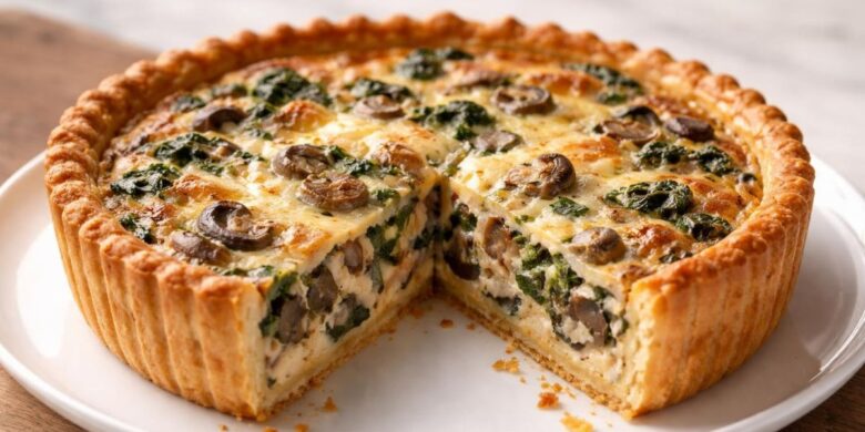Joanna Gaines Mushroom Spinach Swiss Cheese Quiche Recipe