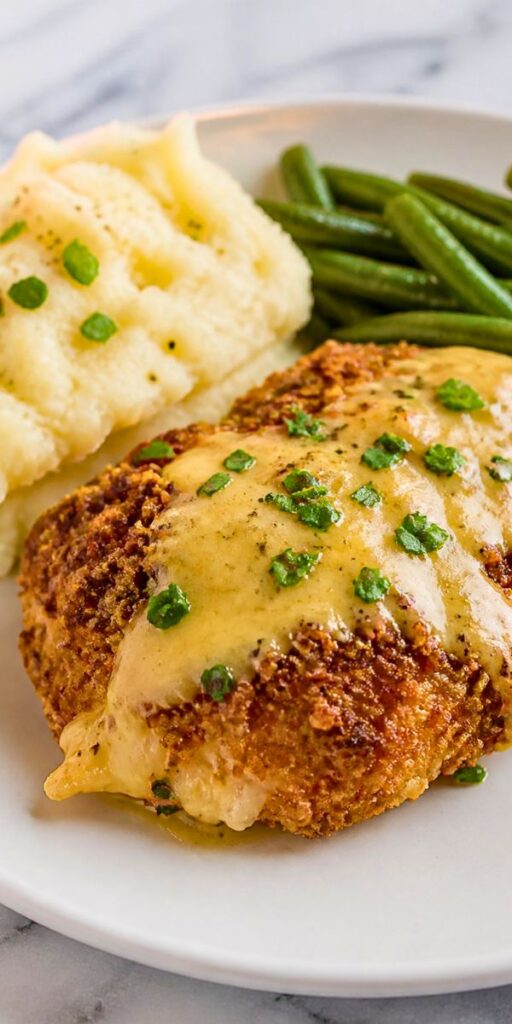 Pretzel Chicken with Creamy Mustard-Cheddar Sauce Recipe
