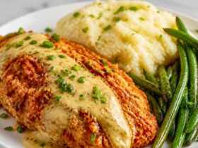 Pretzel Chicken with Creamy Mustard-Cheddar Sauce Recipe
