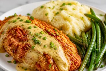Pretzel Chicken with Creamy Mustard-Cheddar Sauce Recipe